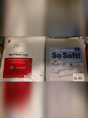 New Serta So Soft 60c Sheet Set & Matress Pad Full Size Bedding